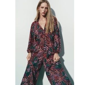 FLORAL PRINT FULL LENGTH JUMPSUIT ZARA